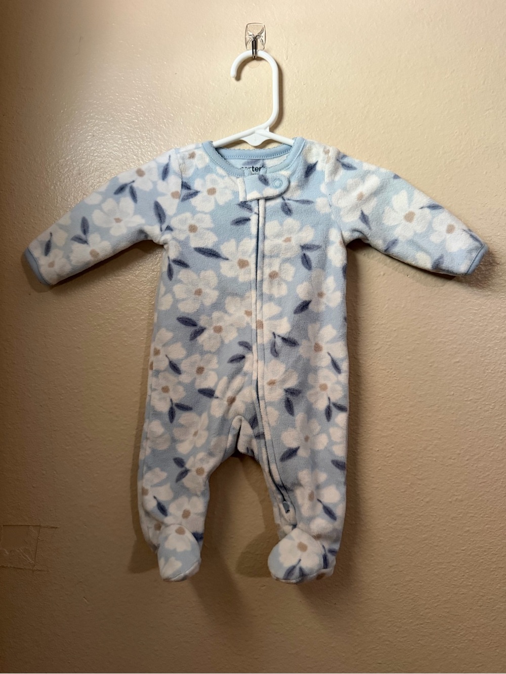 Carter's Baby Fleece One-Piece in Light Blue Floral